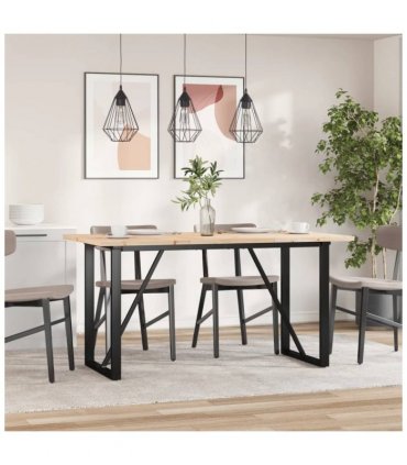 vidaXL Dining Table O-Frame 140x80x75.5 cm Solid Wood Pine and Steel — Size: 140 x 80 x 75.5 cm, Model: o shape