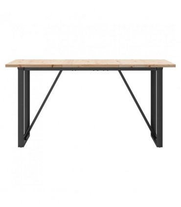 vidaXL Dining Table O-Frame 140x80x75.5 cm Solid Wood Pine and Steel — Size: 140 x 80 x 75.5 cm, Model: o shape