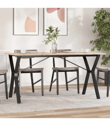 vidaXL Dining Table Y-Frame 140x80x75 cm Solid Wood Pine and Steel — Size: 140 x 80 x 75 cm, Model: y shape