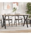 vidaXL Dining Table Y-Frame 140x80x75 cm Solid Wood Pine and Steel — Size: 140 x 80 x 75 cm, Model: y shape