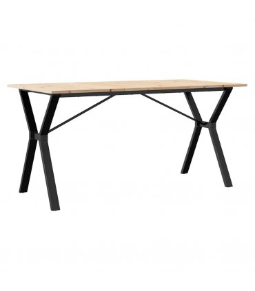 vidaXL Dining Table Y-Frame 140x80x75 cm Solid Wood Pine and Steel — Size: 140 x 80 x 75 cm, Model: y shape