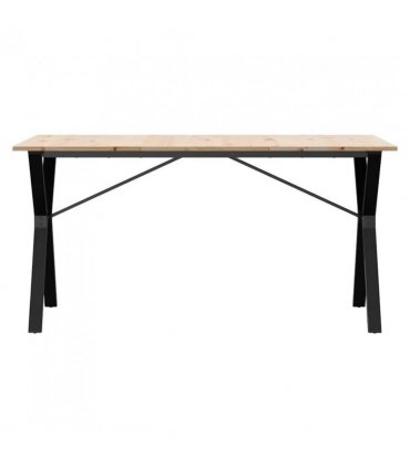 vidaXL Dining Table Y-Frame 140x80x75 cm Solid Wood Pine and Steel — Size: 140 x 80 x 75 cm, Model: y shape