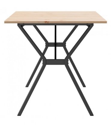 vidaXL Dining Table Y-Frame 140x80x75 cm Solid Wood Pine and Steel — Size: 140 x 80 x 75 cm, Model: y shape