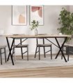vidaXL Dining Table X-Frame 180x90x75.5 cm Solid Wood Pine and Steel — Size: 180 x 90 x 75.5 cm, Model: x shape