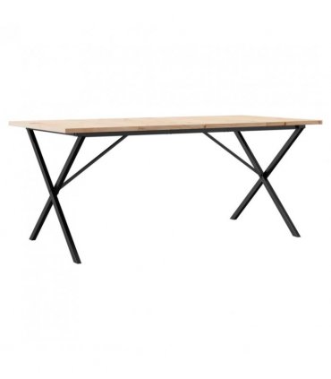 vidaXL Dining Table X-Frame 180x90x75.5 cm Solid Wood Pine and Steel — Size: 180 x 90 x 75.5 cm, Model: x shape