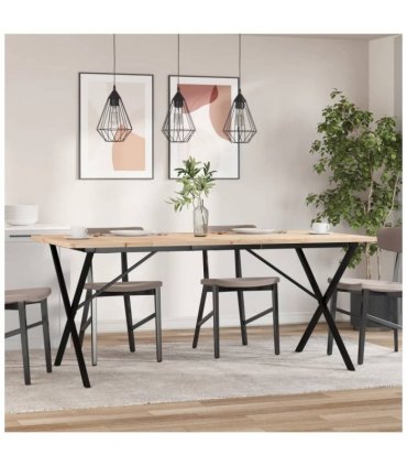 vidaXL Dining Table X-Frame 180x90x75.5 cm Solid Wood Pine and Steel — Size: 180 x 90 x 75.5 cm, Model: x shape