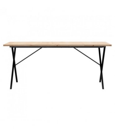 vidaXL Dining Table X-Frame 180x90x75.5 cm Solid Wood Pine and Steel — Size: 180 x 90 x 75.5 cm, Model: x shape