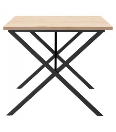 vidaXL Dining Table X-Frame 180x90x75.5 cm Solid Wood Pine and Steel — Size: 180 x 90 x 75.5 cm, Model: x shape