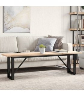 vidaXL Coffee Table O-Frame 160x40x45.5 cm Solid Wood Pine and Steel — Size: 160 x 40 x 45.5 cm, Model: o shape