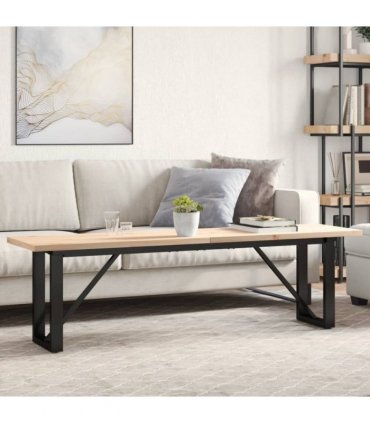 vidaXL Coffee Table O-Frame 160x40x45.5 cm Solid Wood Pine and Steel — Size: 160 x 40 x 45.5 cm, Model: o shape