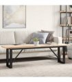 vidaXL Coffee Table O-Frame 160x40x45.5 cm Solid Wood Pine and Steel — Size: 160 x 40 x 45.5 cm, Model: o shape