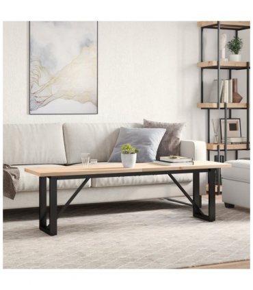 vidaXL Coffee Table O-Frame 160x40x45.5 cm Solid Wood Pine and Steel — Size: 160 x 40 x 45.5 cm, Model: o shape