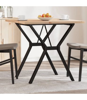 vidaXL Dining Table Y-Frame 80x80x75.5 cm Solid Wood Pine and Steel — Size: 80 x 80 x 75.5 cm, Model: y shape