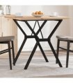 vidaXL Dining Table Y-Frame 80x80x75.5 cm Solid Wood Pine and Steel — Size: 80 x 80 x 75.5 cm, Model: y shape