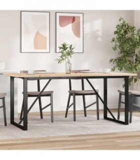 vidaXL Dining Table O-Frame 180x90x75.5 cm Solid Wood Pine and Steel — Size: 180 x 90 x 75.5 cm, Model: o shape