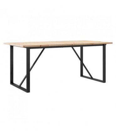 vidaXL Dining Table O-Frame 180x90x75.5 cm Solid Wood Pine and Steel — Size: 180 x 90 x 75.5 cm, Model: o shape