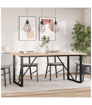 vidaXL Dining Table O-Frame 180x90x75.5 cm Solid Wood Pine and Steel — Size: 180 x 90 x 75.5 cm, Model: o shape
