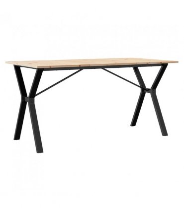 vidaXL Dining Table Y-Frame 160x80x75 cm Solid Wood Pine and Steel — Size: 160 x 80 x 75 cm, Model: y shape