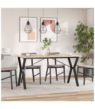 vidaXL Dining Table Y-Frame 160x80x75 cm Solid Wood Pine and Steel — Size: 160 x 80 x 75 cm, Model: y shape