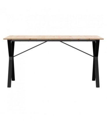 vidaXL Dining Table Y-Frame 160x80x75 cm Solid Wood Pine and Steel — Size: 160 x 80 x 75 cm, Model: y shape