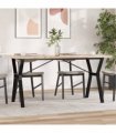 vidaXL Dining Table Y-Frame 160x80x75.5 cm Solid Wood Pine and Steel — Size: 160 x 80 x 75.5 cm, Model: y shape