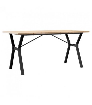 vidaXL Dining Table Y-Frame 160x80x75.5 cm Solid Wood Pine and Steel — Size: 160 x 80 x 75.5 cm, Model: y shape
