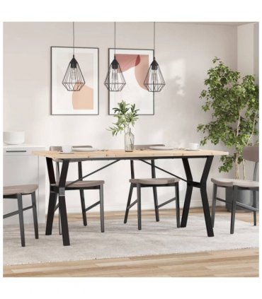 vidaXL Dining Table Y-Frame 160x80x75.5 cm Solid Wood Pine and Steel — Size: 160 x 80 x 75.5 cm, Model: y shape