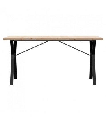 vidaXL Dining Table Y-Frame 160x80x75.5 cm Solid Wood Pine and Steel — Size: 160 x 80 x 75.5 cm, Model: y shape