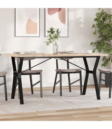 vidaXL Dining Table Y-Frame 140x80x75.5 cm Solid Wood Pine and Steel — Size: 140 x 80 x 75.5 cm, Model: y shape