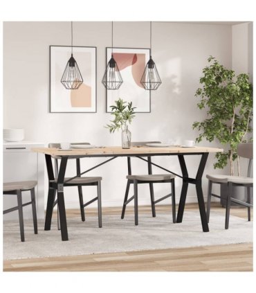 vidaXL Dining Table Y-Frame 140x80x75.5 cm Solid Wood Pine and Steel — Size: 140 x 80 x 75.5 cm, Model: y shape