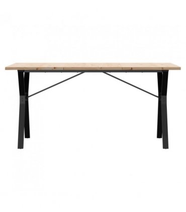 vidaXL Dining Table Y-Frame 140x80x75.5 cm Solid Wood Pine and Steel — Size: 140 x 80 x 75.5 cm, Model: y shape
