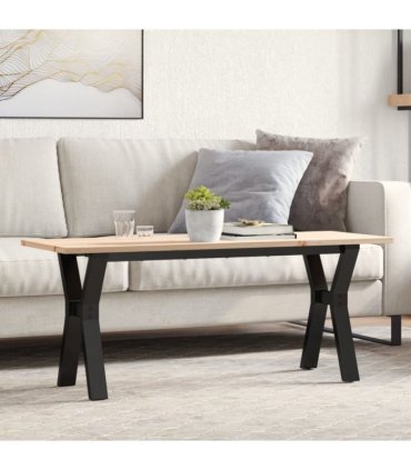 vidaXL Coffee Table Y-Frame 110x40x45 cm Solid Wood Pine and Steel — Size: 110 x 40 x 45 cm, Model: y shape