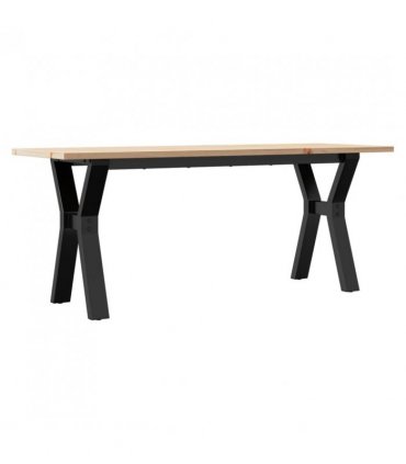 vidaXL Coffee Table Y-Frame 110x40x45 cm Solid Wood Pine and Steel — Size: 110 x 40 x 45 cm, Model: y shape