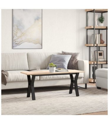 vidaXL Coffee Table Y-Frame 110x40x45 cm Solid Wood Pine and Steel — Size: 110 x 40 x 45 cm, Model: y shape