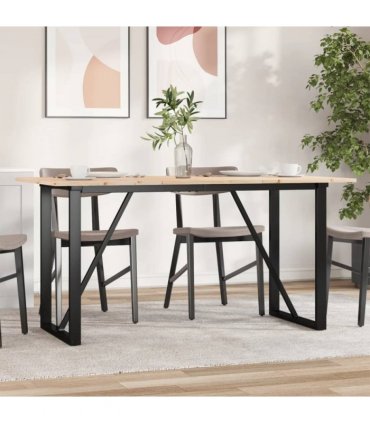 vidaXL Dining Table O-Frame 140x80x75 cm Solid Wood Pine and Steel — Size: 140 x 80 x 75 cm, Model: o shape