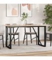 vidaXL Dining Table O-Frame 140x80x75 cm Solid Wood Pine and Steel — Size: 140 x 80 x 75 cm, Model: o shape