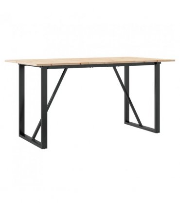 vidaXL Dining Table O-Frame 140x80x75 cm Solid Wood Pine and Steel — Size: 140 x 80 x 75 cm, Model: o shape