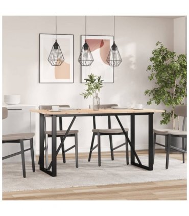 vidaXL Dining Table O-Frame 140x80x75 cm Solid Wood Pine and Steel — Size: 140 x 80 x 75 cm, Model: o shape