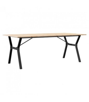 vidaXL Dining Table Y-Frame 200x100x75 cm Solid Wood Pine and Steel — Size: 200 x 100 x 75 cm, Model: y shape