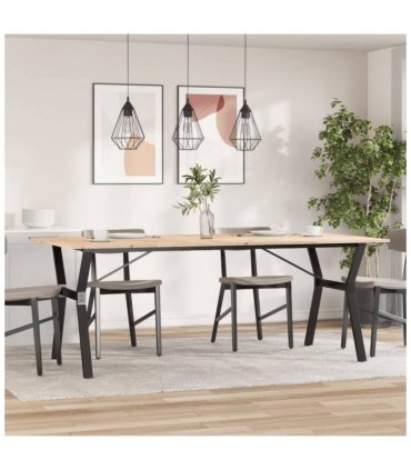 vidaXL Dining Table Y-Frame 200x100x75 cm Solid Wood Pine and Steel — Size: 200 x 100 x 75 cm, Model: y shape