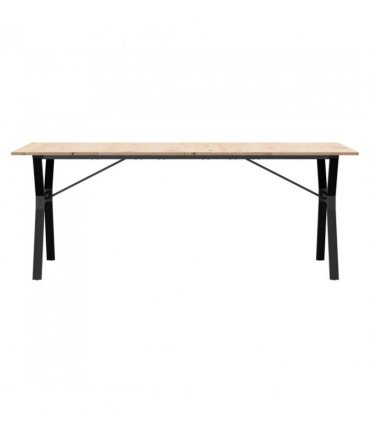 vidaXL Dining Table Y-Frame 200x100x75 cm Solid Wood Pine and Steel — Size: 200 x 100 x 75 cm, Model: y shape