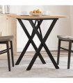 vidaXL Dining Table X-Frame 70x70x75.5 cm Solid Wood Pine and Steel — Size: 70 x 70 x 75.5 cm, Model: x shape