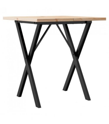 vidaXL Dining Table X-Frame 70x70x75.5 cm Solid Wood Pine and Steel — Size: 70 x 70 x 75.5 cm, Model: x shape