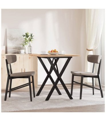 vidaXL Dining Table X-Frame 70x70x75.5 cm Solid Wood Pine and Steel — Size: 70 x 70 x 75.5 cm, Model: x shape
