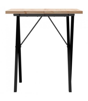 vidaXL Dining Table X-Frame 70x70x75.5 cm Solid Wood Pine and Steel — Size: 70 x 70 x 75.5 cm, Model: x shape