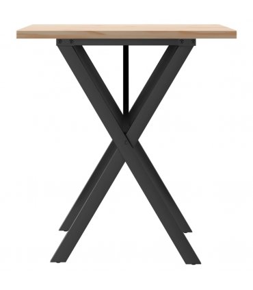 vidaXL Dining Table X-Frame 70x70x75.5 cm Solid Wood Pine and Steel — Size: 70 x 70 x 75.5 cm, Model: x shape