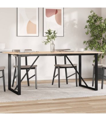 vidaXL Dining Table O-Frame 180x90x75 cm Solid Wood Pine and Steel — Size: 180 x 90 x 75 cm, Model: o shape