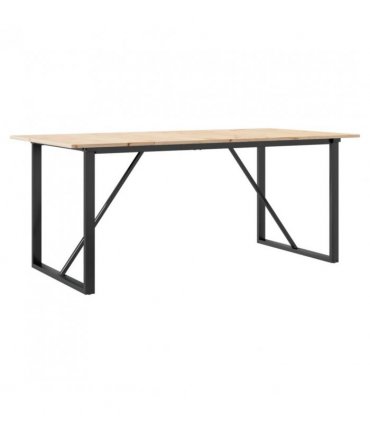 vidaXL Dining Table O-Frame 180x90x75 cm Solid Wood Pine and Steel — Size: 180 x 90 x 75 cm, Model: o shape