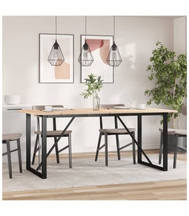 vidaXL Dining Table O-Frame 180x90x75 cm Solid Wood Pine and Steel — Size: 180 x 90 x 75 cm, Model: o shape