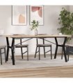 vidaXL Dining Table Y-Frame 180x90x75.5 cm Solid Wood Pine and Steel — Size: 180 x 90 x 75.5 cm, Model: y shape